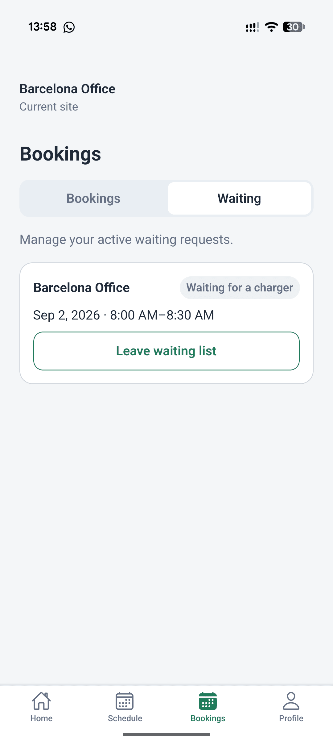 Pantalla de lista de espera